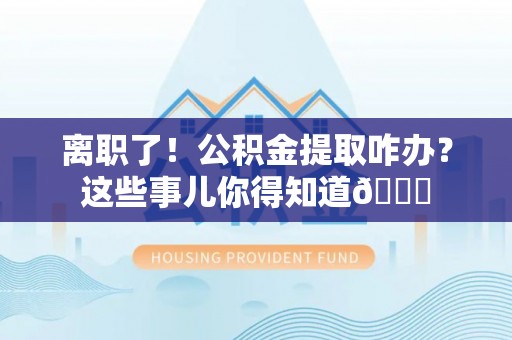 栖霞离职了！公积金提取咋办？这些事儿你得知道😎